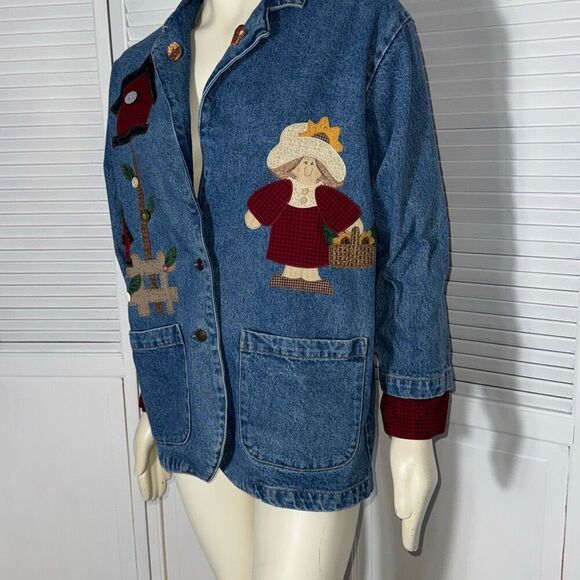 Vintage Denim Patchwork Oversized Chore Jacket Barn Jacket Size Small - Picture 5 of 14